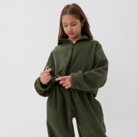 Толстовка флисовая для девочки MINAKU: Fleece Soft, цвет зелёный, рост 146 см