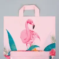 Пакет с петлевой ручкой "Фламинго" 35 х 30 х 8, см, 60 мкм