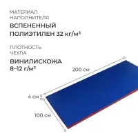 Мат ONLYTOP, 200&times;100&times;4 см, синий, красный