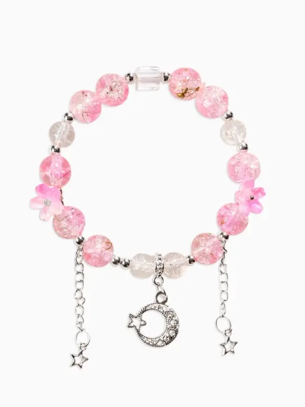 Браслет детский &laquo;Выбражулька. Сахарный полумесяц&raquo;, d=6 см, розовый, серебристый