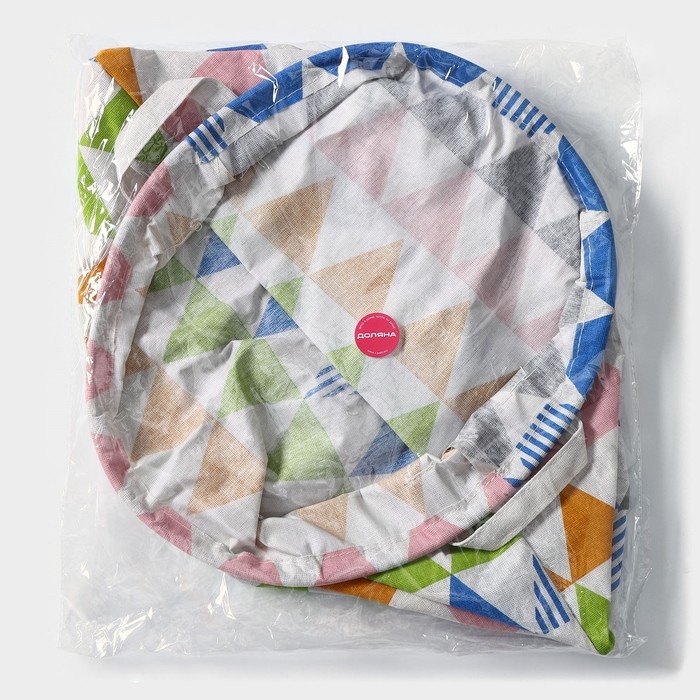 Корзина бельевая Доляна «Цветные треугольники», 35×35×45 см, текстиль Корзина бельевая Доляна «Цветные треугольники», 35×35×45 см, текстиль