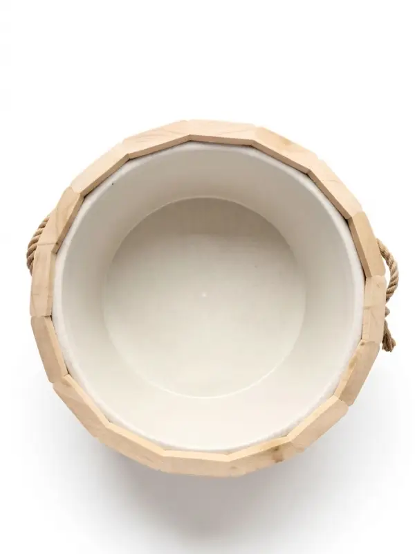 Ведро из липы, 15л,  пластиковая вставка, ручка-веревка "Добрыня"