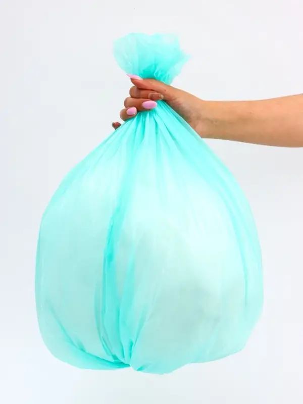 Мешки для мусора в рулоне ПСД 60 л, бирюзовые, 18 мкм 10 шт. 58&times;62 см