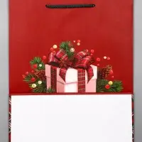 Пакет подарочный новогодний ламинированный, &laquo;Подарки&raquo; , 26&times;12&times;32 см