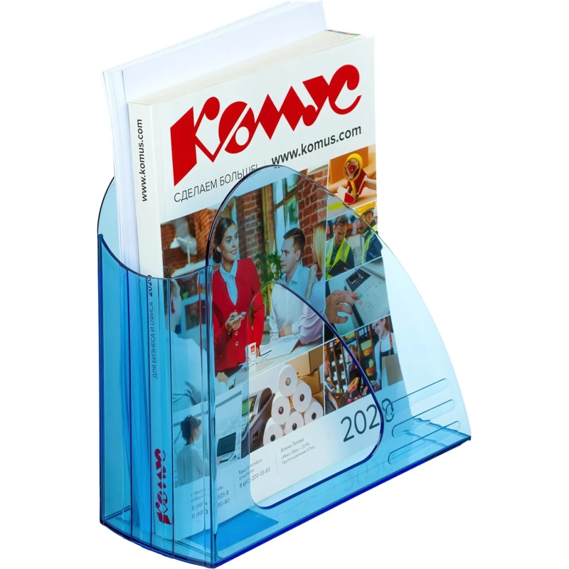 Лоток вертикальный Attache 90мм Bright Colours прозрачный голубой