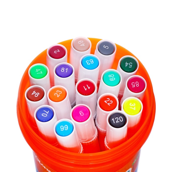 Набор маркеров 24 цвета двусторонние, в пластик тубусе МИКС Набор маркеров 24 цвета двусторонние, в пластик тубусе МИКС