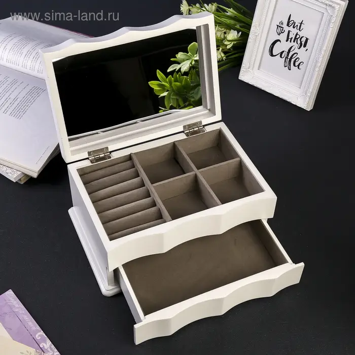 Шкатулка для украшений &laquo;Розы&raquo;, дерево, белая, 12.5&times;16&times;25.5 см