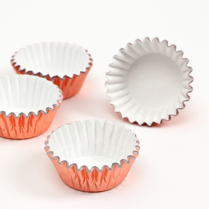 Форма для выпечки круглая, 3,5*2см розовое золото набор 300шт   7008117