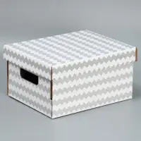 Коробка подарочная складная белая, упаковка, &laquo;Зигзаги&raquo;, 32 х 25 х 16 см