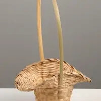 Корзина плетёная, 21&times;18&times;14 см, ручка h=15 см, бамбук, натуральный цвет