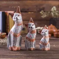 Сувенирный набор &laquo;Кошечки с полосками&raquo;, h=20 см, h=17 см, h=15 см, дерево