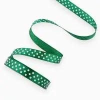 Лента атласная &laquo;Горох&raquo;, 15 мм &times; 23&plusmn;1 м, тёмно-зелёная №049