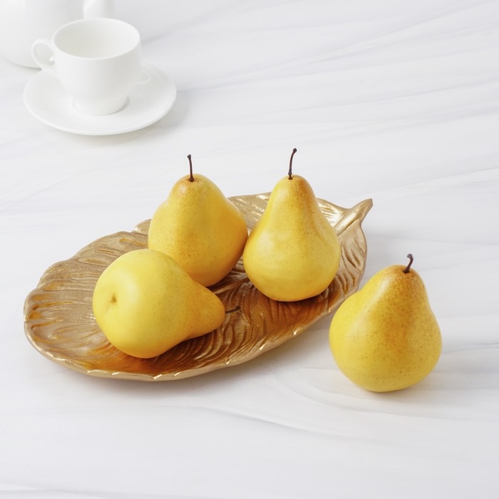 Блюдо для фруктов Доляна «Лист», 30×18×2 см, цвет золотой