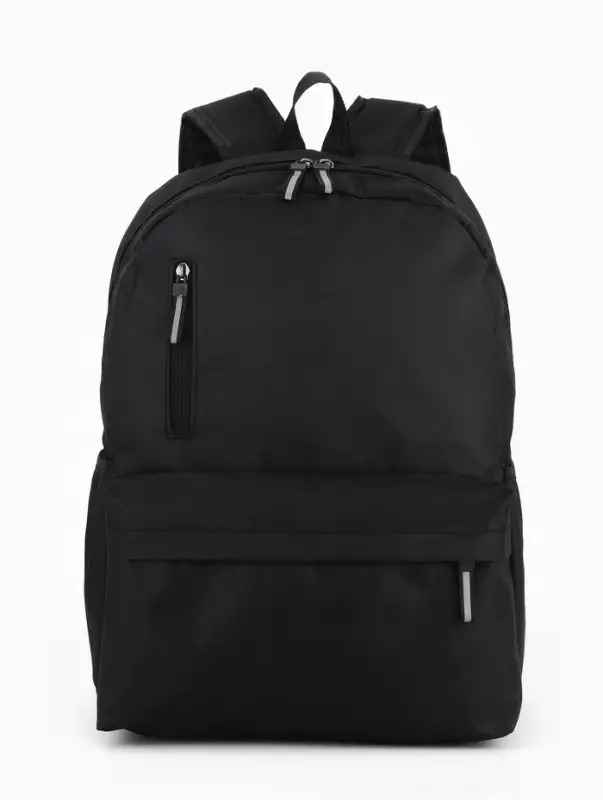 Рюкзак школьный, однотонный, 4 кармана, 30&times;12&times;43 см, чёрный