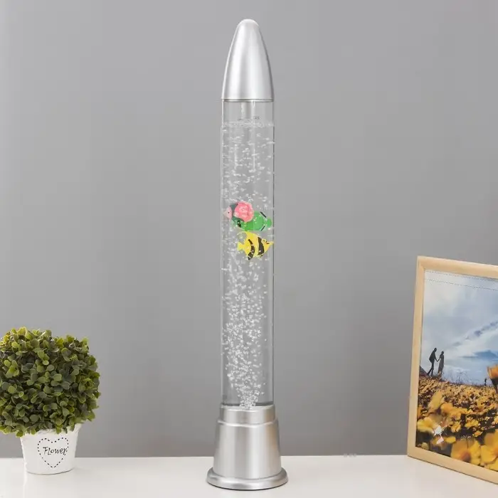 Лава - лампа RISALUX &laquo;Ракета-аквариум&raquo;, подсветка, RGB, от сети 220 В, серебристая, 10&times;10&times;70 см