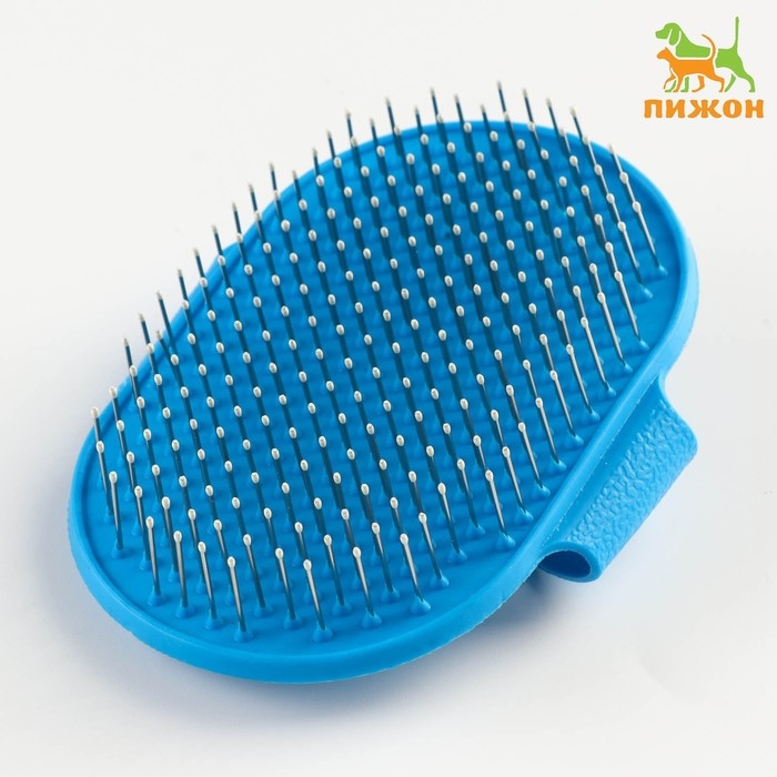 Расчёска-наладонник с металлическими зубьями, 13 х 8,5 см, голубая Расчёска-наладонник с металлическими зубьями, 13 х 8,5 см, голубая