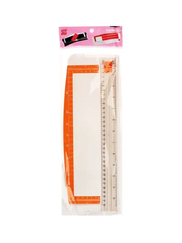 Резак для бумаги роликовый А4, до 3 листов, безопасное лезвие, длина реза 300 мм, корпус белый