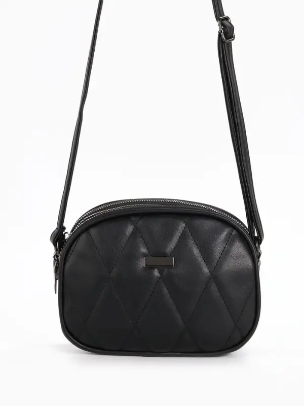 Сумка женская кросс-боди на молнии, 19&times;7&times;15 см, со стёжкой, чёрная