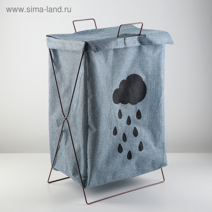 Корзина для белья складная с крышкой «Тучка», 35×28,5×57,5 см, цвет синий Корзина для белья складная с крышкой «Тучка», 35×28,5×57,5 см, цвет синий