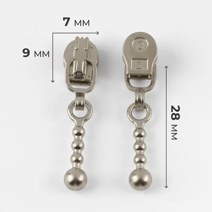 Бегунок для молнии «Спираль», №3, «Шарик», 10 шт., цвет никель Бегунок для молнии «Спираль», №3, «Шарик», 10 шт., цвет никель