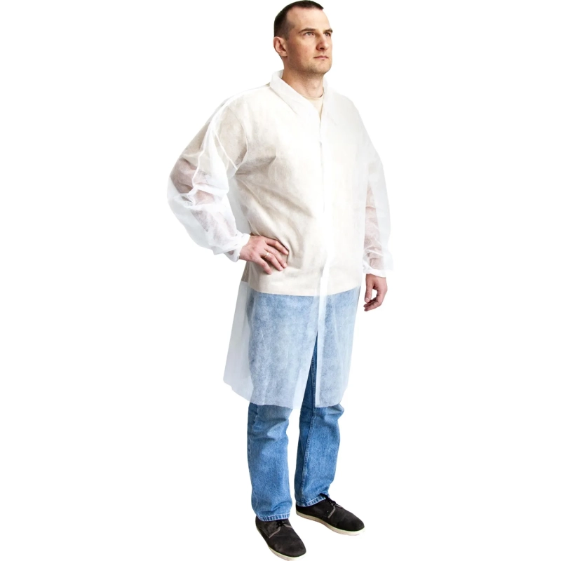 Халат н/с процед, рук.рез, на липуч, XXL, пл 25, белый, 10 шт/уп