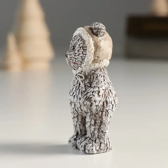 Фигурка полистоун &laquo;Мишка в шапке; колпаке, стоит&raquo;, серый, 4&times;3&times;7 см, МИКС