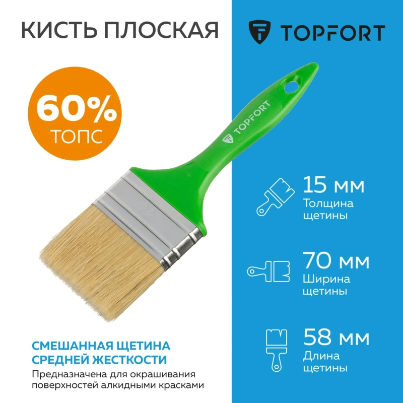 Кисть плоская Topfort 70x15