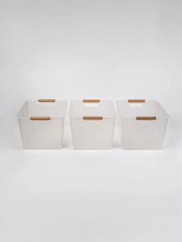 Корзины для хранения Wood Fusion, набор 3 шт.: 33.5&times;23&times;17 см, пластик, буковое дерево
