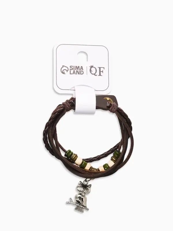 Браслет кожаный &laquo;Хиппи. Совунья&raquo;, L=22.5 см, чёрный в серебре