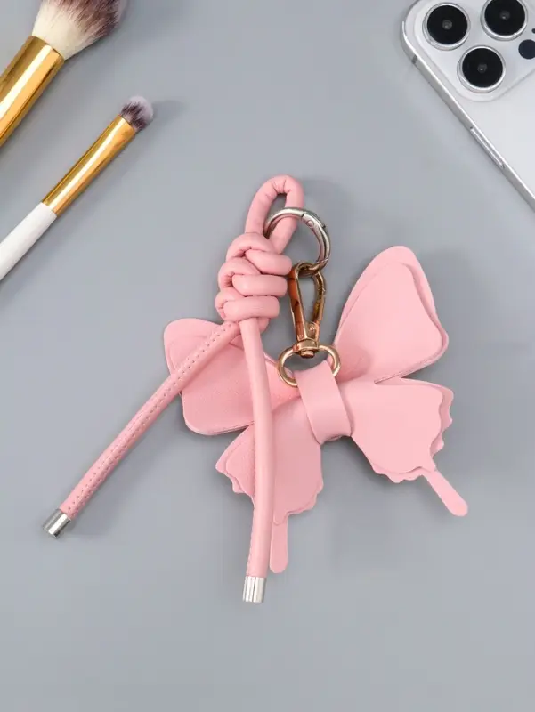 Брелок на карабине "Бабочка с узлом" розовый 13,5х9,5х2,5 см