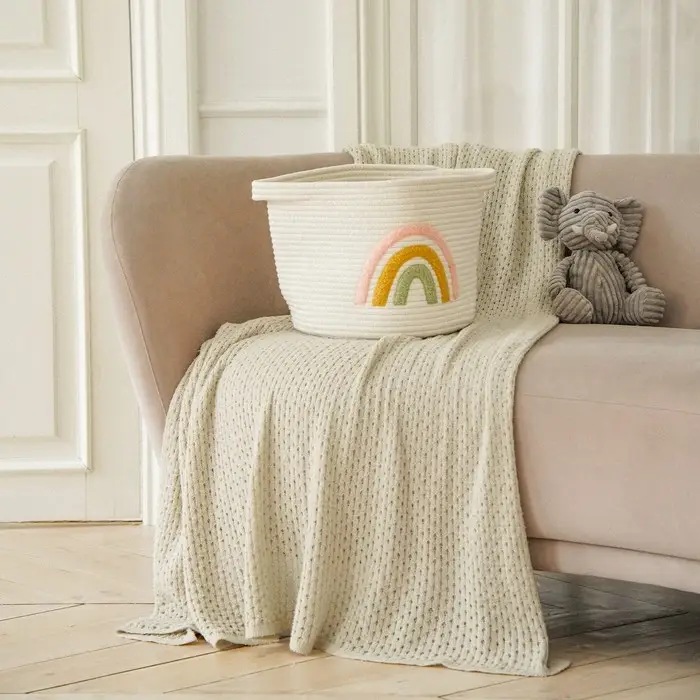 Корзина для хранения SL Home &laquo;Радуга&raquo;, плетёная, ручной работы, 30&times;40&times;25 см, белая