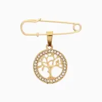 Булавка-оберег с подвеской &laquo;Дерево жизни&raquo;, 3.5 см, белая в золоте