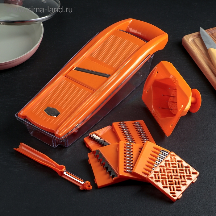 Набор для резки овощей №2,с 7 насадками, овощечисткой, овощедержателем и контейнером Набор для резки овощей №2,с 7 насадками, овощечисткой, овощедержателем и контейнером