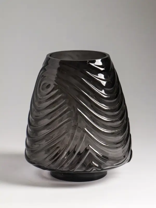 Ваза стекло настольная "Флер" 19,5х16 см, серый