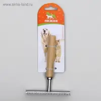 Расчёска-грабли для шерсти Wood, 12.5&times;9.5 см, с зубьями разной длины, деревянная ручка