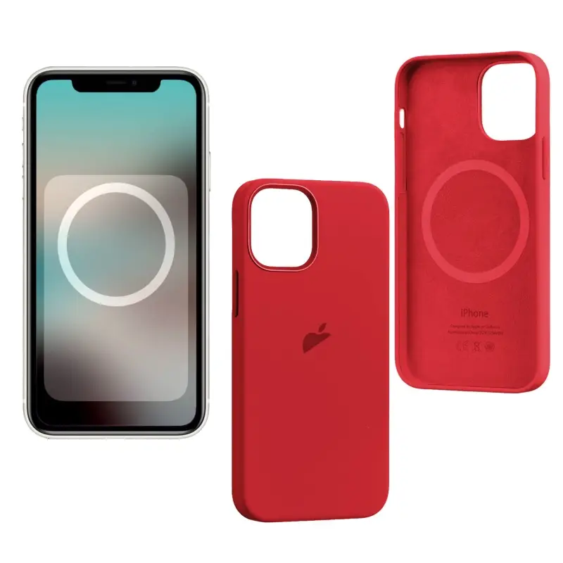 Чехол iPh 12 Pro Max Silicon Case  (PRODUCT) Red (MagSafe + анимация NFC) c LOGO