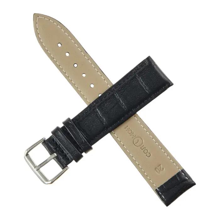 Ремешок для часов &laquo;Соломон&raquo; 20 мм, натуральная кожа, длина 20 см, чёрный с тиснением