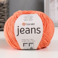 Пряжа для вязания спицами, крючком YarnArt, Jeans, 55% хлопок, 45% акрил, 160 м/50 г, (23 св. оранжевый)