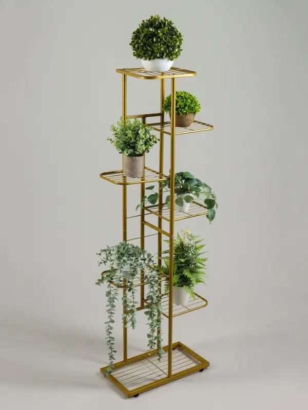 Подставка для цветов Greengo, 7 полок, 43&times;22&times;126 см, напольная, металл, цвет золотой