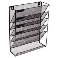 Лоток для бумаг настенный, 5 отделений, чёрный