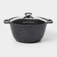 Кастрюля KUKMARA &laquo;Мраморная&raquo;, 3 л, d=24 см, h=17 см, стеклянная крышка, антипригарное покрытие, литой алюминий, серый