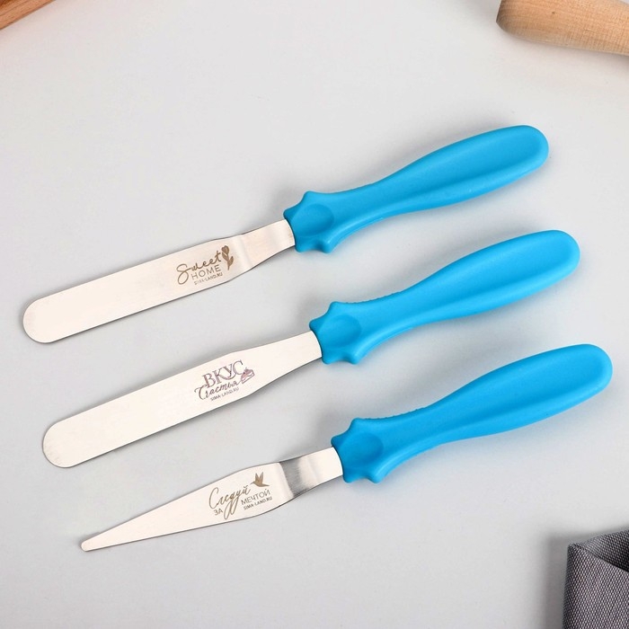 Набор лопаток кондитерских «Вкус счастья», 23 см х 8.5 см х 2.5 см 3 шт Набор лопаток кондитерских «Вкус счастья», 23 см х 8.5 см х 2.5 см 3 шт