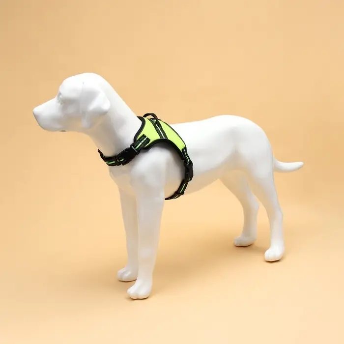 Шлейка улучшенная К7, размер L, ОГ 64-86 см, вес 18- 27.5 кг, мягкая, светоотражающая, зеленая