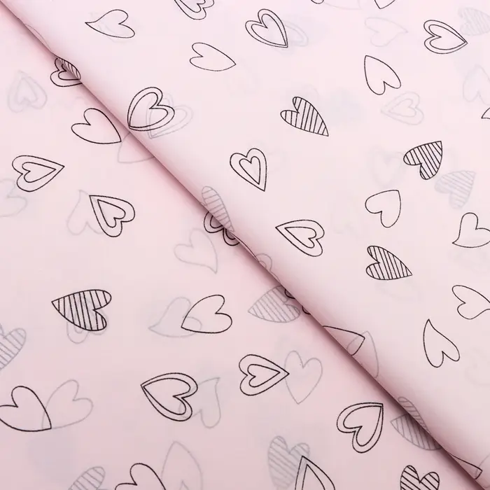 Бумага упаковочная тишью, «Сердечки», 50 см × 70 см 17 грамм, розовая
