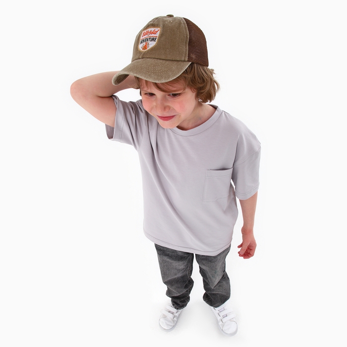 Кепка детская для мальчика с сеткой Adventure, джинса, р-р 52-54, 5-7 лет