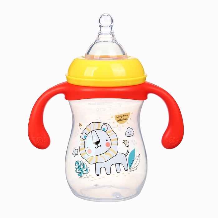 Бутылочка для кормления Крошка Я «Baby time collection», широкое горло, от 6 мес., 240 мл, цвет красный
