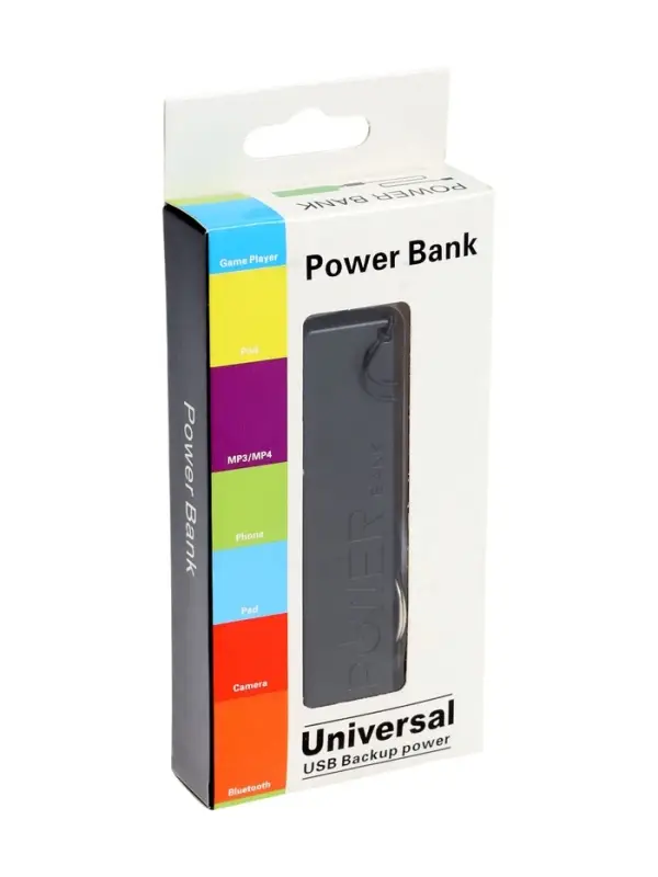 Внешний аккумулятор PB-03, 2200 мАч, USB, 1 А, крепление кольцо, чёрный