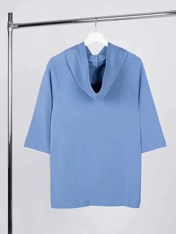 Футболка оверсайз унисекс с капюшоном Neofit, синяя, размер XS/S Футболка оверсайз унисекс с капюшоном Neofit, синяя, размер XS/S