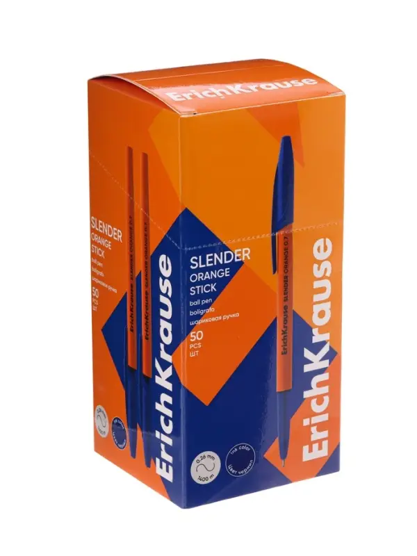 Ручка шариковая ErichKrause Slender Stick Orange, Super Glide, 0.7 мм, синяя Ручка шариковая ErichKrause Slender Stick Orange, Super Glide, 0.7 мм, синяя