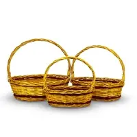 Набор корзин 3 шт ИВА 43x38x15 37х29x13 31х24x12 см ПЛЕТ ручка h=20/18/16 см